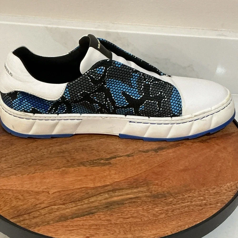 Men's 10.5 Karl Lagerfeld Paris Camo Print Laceless Sneakers Slip On Shoes